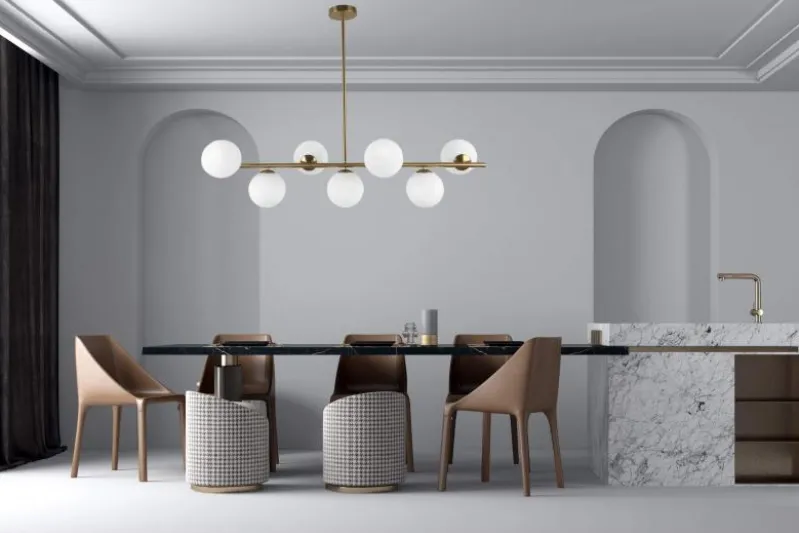 Lampadario a sospensione di design moderno FREDICA W7 Ottone