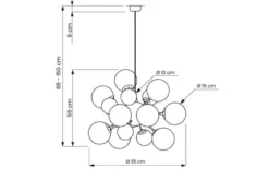 Lampadario a sospensione di design moderno 10 luci a sfere in vetro GALAKSIDA W10