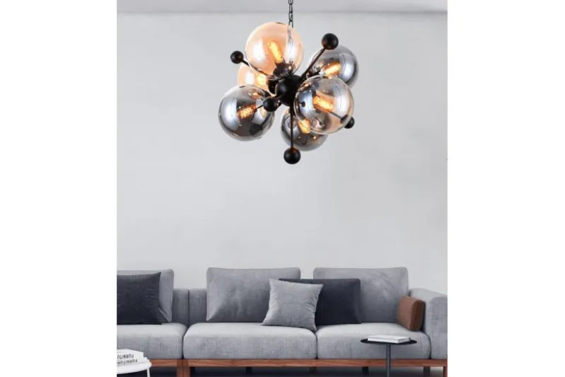 Lampadario a sospensione di design moderno 6 luci a sfere in vetro AFRODIS W6
