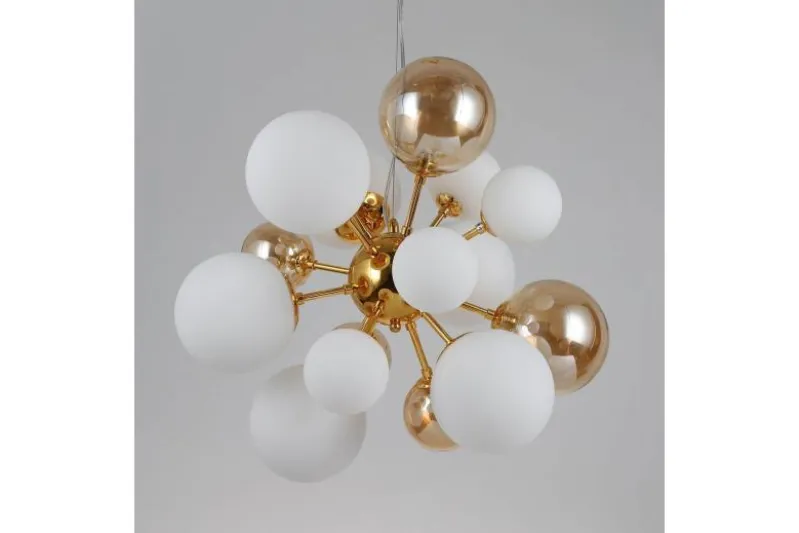Lampadario a sospensione di design moderno 10 luci a sfere in vetro GALAKSIDA W10 Oro