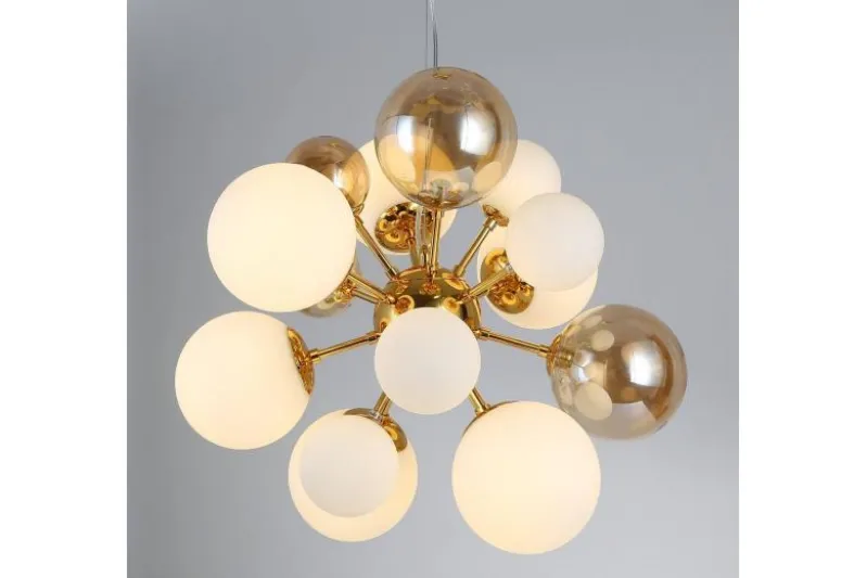 Lampadario a sospensione di design moderno 10 luci a sfere in vetro GALAKSIDA W10 Oro