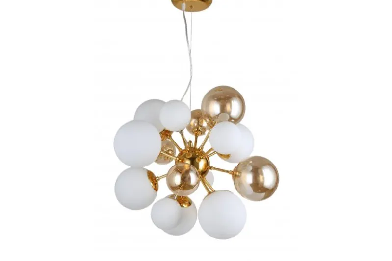 Lampadario a sospensione di design moderno 10 luci a sfere in vetro GALAKSIDA W10 Oro