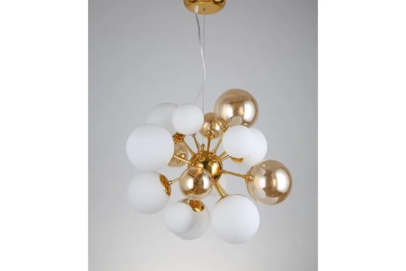 Lampadario a sospensione di design moderno 10 luci a sfere in vetro GALAKSIDA W10 Oro
