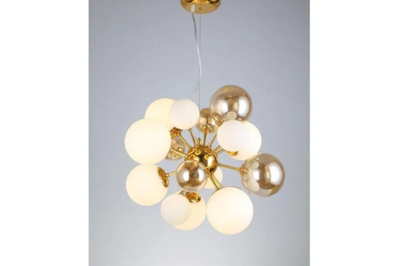 Lampadario a sospensione di design moderno 10 luci a sfere in vetro GALAKSIDA W10 Oro