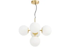 Lampadario a sospensione di design moderno 5 luci a sfere STELVIO W5 Ottone