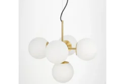 Lampadario a sospensione di design moderno 5 luci a sfere STELVIO W5 Ottone