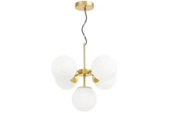 Lampadario a sospensione di design moderno 5 luci a sfere STELVIO W5 Ottone