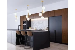 Lampadario a sospensione di design moderno 4 luci a sfere STELVIO W4 Ottone