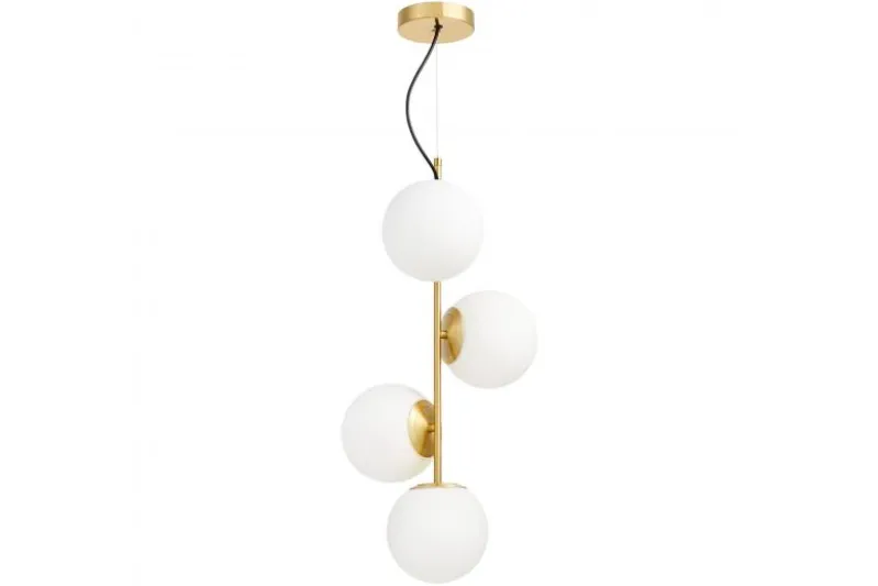 Lampadario a sospensione di design moderno 4 luci a sfere STELVIO W4 Ottone