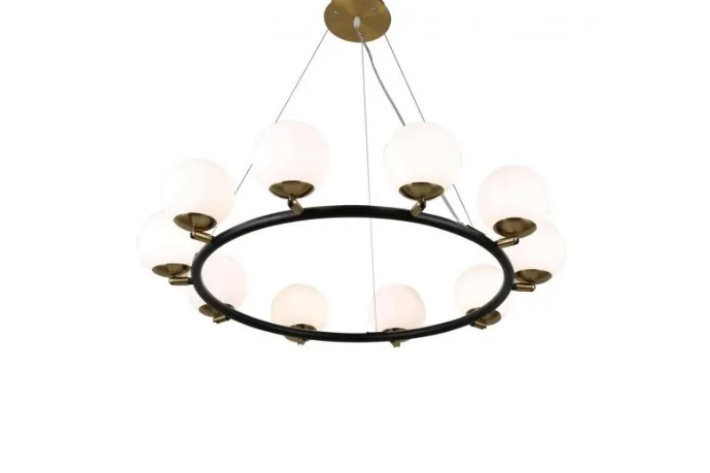 Lampadario a sospensione di design moderno MODICA W10 Nero Ottone