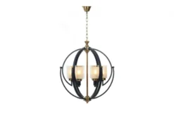 Lampadario a sospensione di metallo in colore nero con ottone BERGEN W6