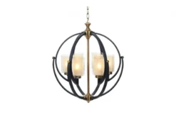 Lampadario a sospensione di metallo in colore nero con ottone BERGEN W6