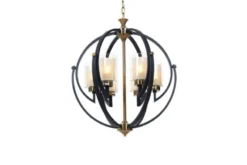 Lampadario a sospensione di metallo in colore nero con ottone BERGEN W6