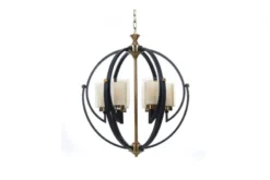 Lampadario a sospensione di metallo in colore nero con ottone BERGEN W6