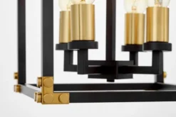 Lampadario a sospensione di metallo in colore nero con ottone WALDORF W4