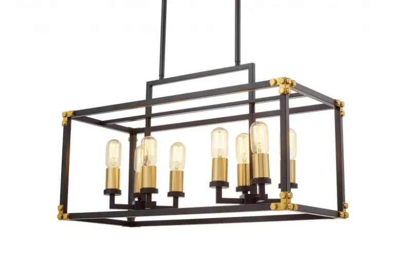 Lampadario a sospensione di metallo in colore nero con ottone WALDORF W8