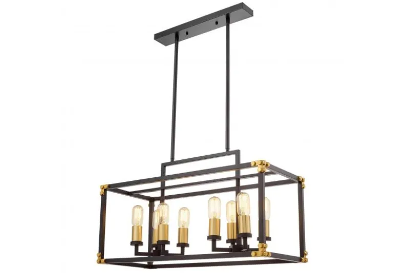 Lampadario a sospensione di metallo in colore nero con ottone WALDORF W8