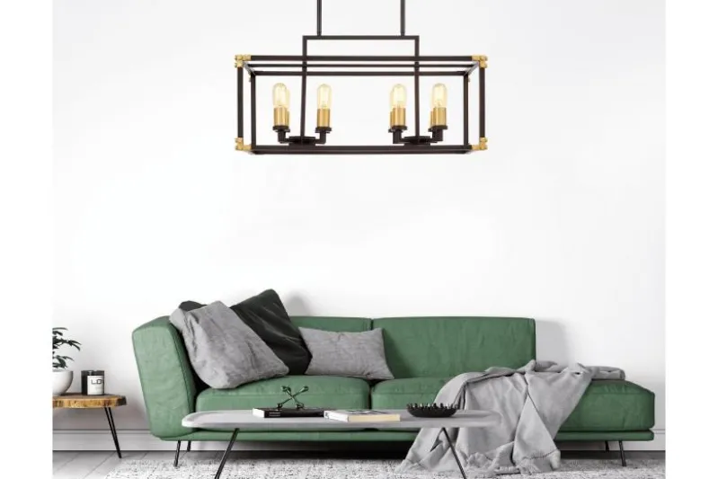Lampadario a sospensione di metallo in colore nero con ottone WALDORF W8