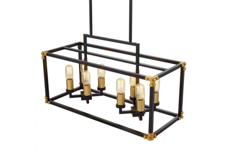 Lampadario a sospensione di metallo in colore nero con ottone WALDORF W8