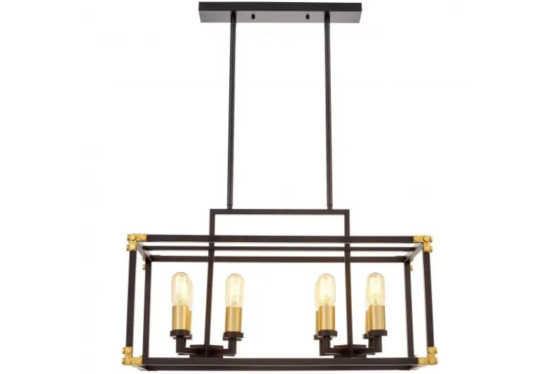 Lampadario a sospensione di metallo in colore nero con ottone WALDORF W8