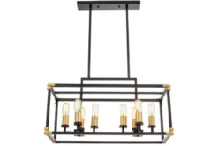 Lampadario a sospensione di metallo in colore nero con ottone WALDORF W8