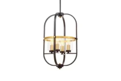 Lampadario a sospensione di metallo in colore nero con ottone MONTEREY W4