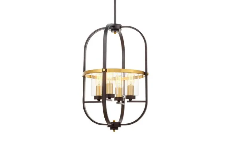 Lampadario a sospensione di metallo in colore nero con ottone MONTEREY W4