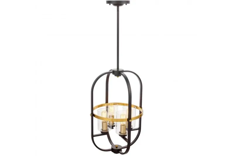 Lampadario a sospensione di metallo in colore nero con ottone MONTEREY W4