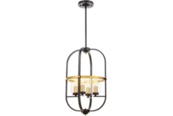 Lampadario a sospensione di metallo in colore nero con ottone MONTEREY W4