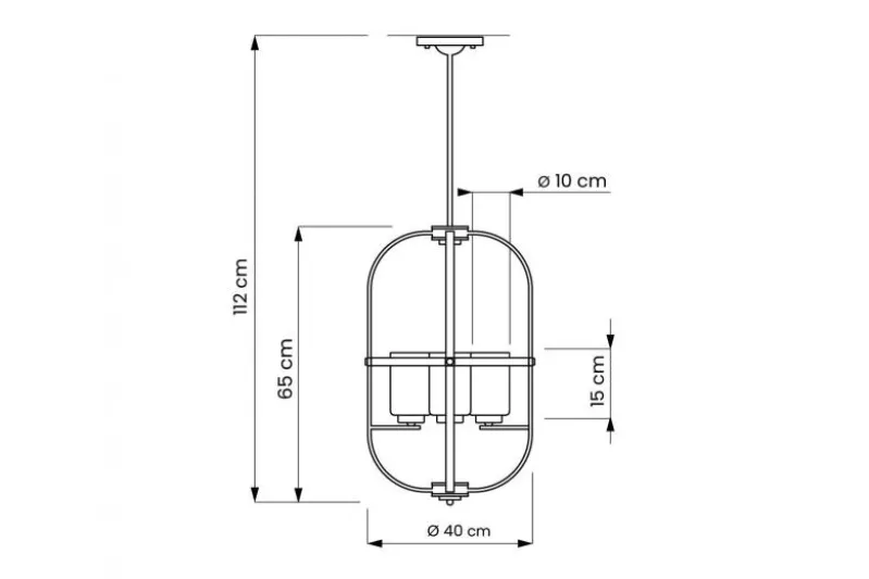 Lampadario a sospensione di metallo in colore nero con ottone MONTEREY W4