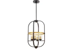 Lampadario a sospensione di metallo in colore nero con ottone MONTEREY W4