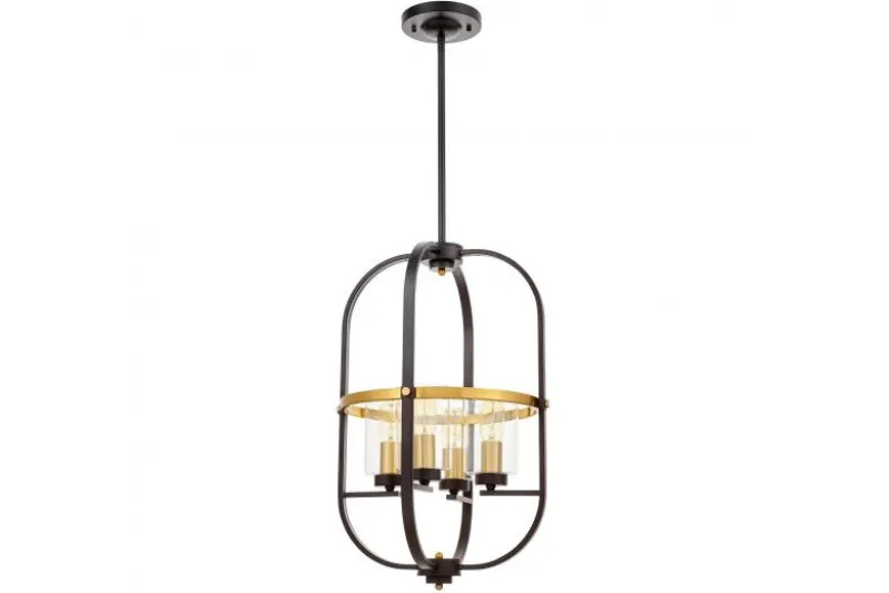 Lampadario a sospensione di metallo in colore nero con ottone MONTEREY W4