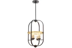 Lampadario a sospensione di metallo in colore nero con ottone MONTEREY W4