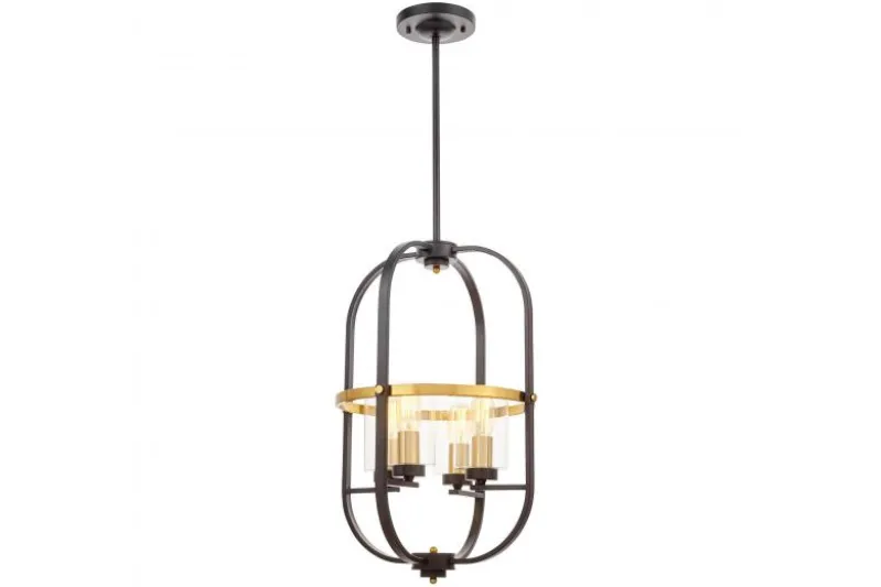 Lampadario a sospensione di metallo in colore nero con ottone MONTEREY W4