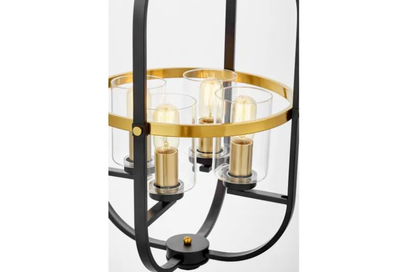 Lampadario a sospensione di metallo in colore nero con ottone MONTEREY W4