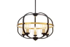 Lampadario a sospensione di metallo in colore nero con ottone MONTEREY W5