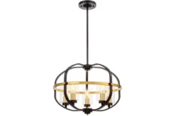 Lampadario a sospensione di metallo in colore nero con ottone MONTEREY W5