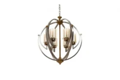 Lampadario a sospensione di metallo in colore satinato con ottone BERGEN W6