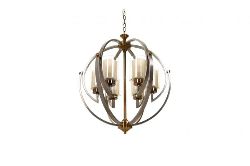 Lampadario a sospensione di metallo in colore satinato con ottone BERGEN W6