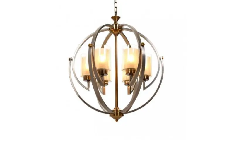 Lampadario a sospensione di metallo in colore satinato con ottone BERGEN W6