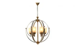 Lampadario a sospensione di metallo in colore satinato con ottone BERGEN W6
