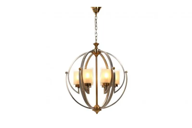 Lampadario a sospensione di metallo in colore satinato con ottone BERGEN W6