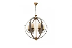 Lampadario a sospensione di metallo in colore satinato con ottone BERGEN W6