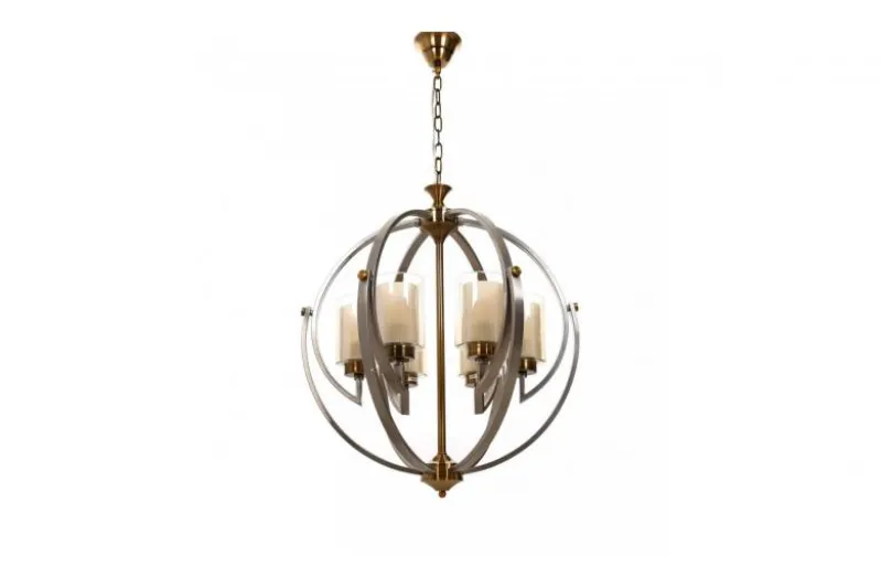 Lampadario a sospensione di metallo in colore satinato con ottone BERGEN W6