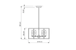 Lampadario a sospensione esagonale di metallo in colore nero con ottone LORTON W6