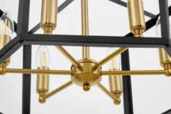 Lampadario a sospensione esagonale di metallo in colore nero con ottone LORTON W6