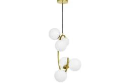 Lampadario a sospensione in metallo ottone e sfere in vetro BONIO W6