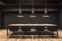 Lampadario a sospensione in stile industriale ETTORE Nero e Ottone