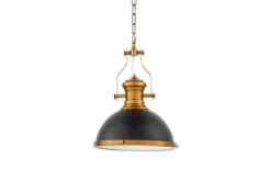 Lampadario a sospensione in stile industriale ETTORE Nero e Ottone