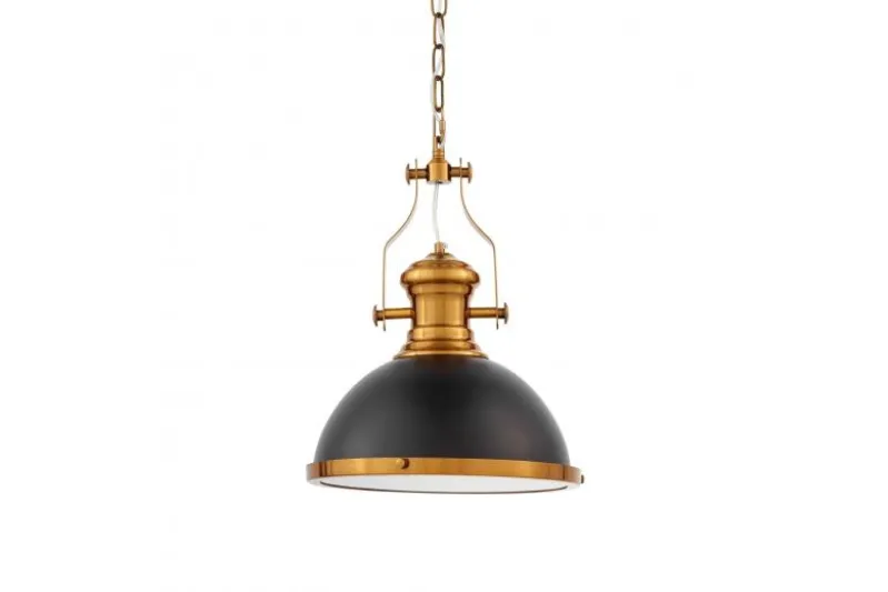 Lampadario a sospensione in stile industriale ETTORE Nero e Ottone